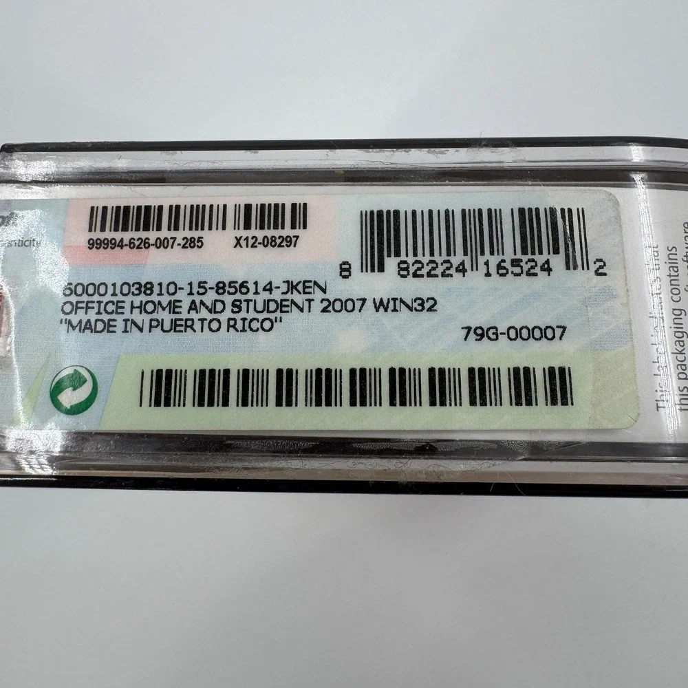 Microsoft Office Home and Student 2007 PC Windows Retail Box Product Key‎ Disc